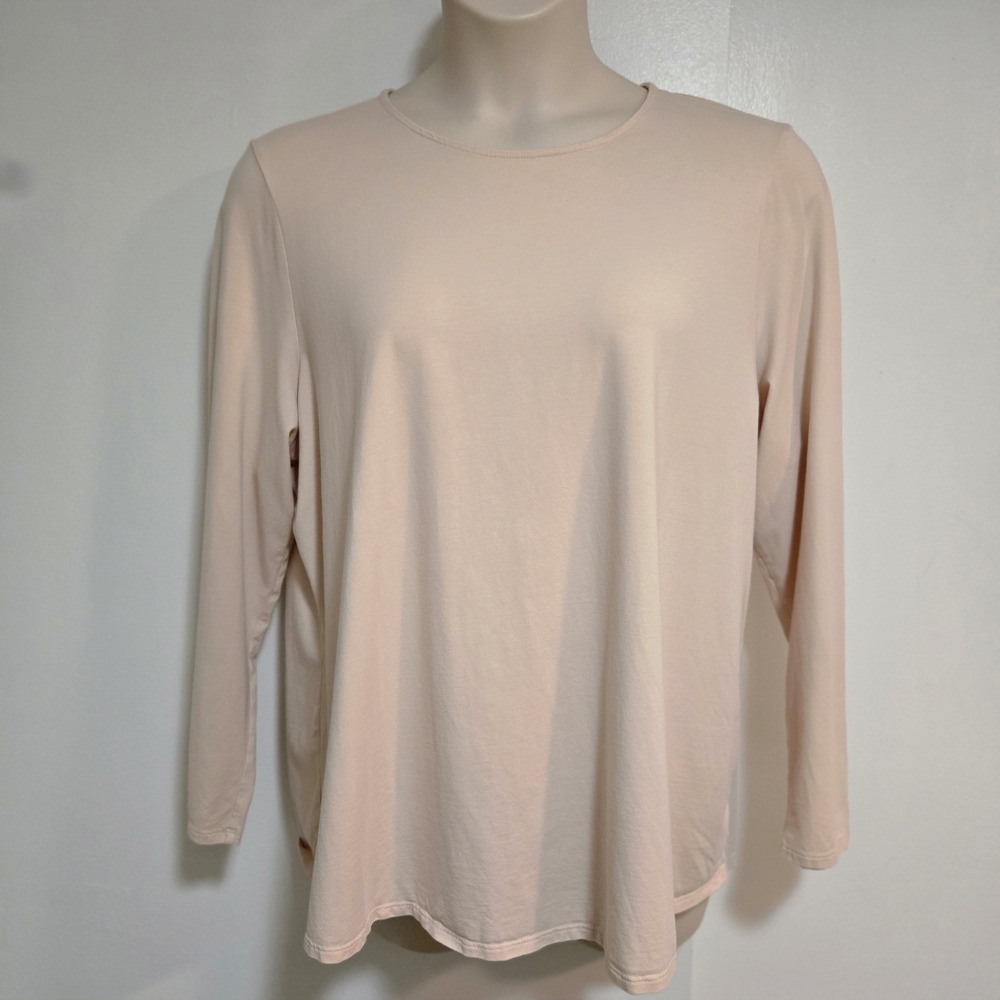 Pure J. Jill Size XL Ecru Blush Cotton Blend  Stretch Knit Shirttail Tee Tunic